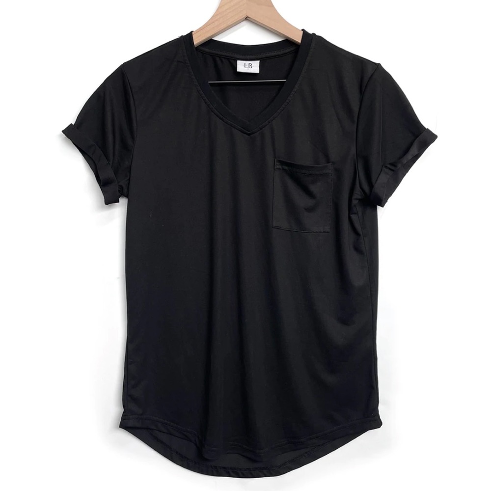 Womens Little Bipsy black pocket tee, size large